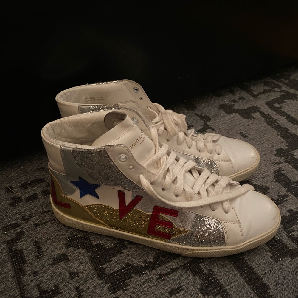 Saint Laurent Paris Love High Tops Glitter